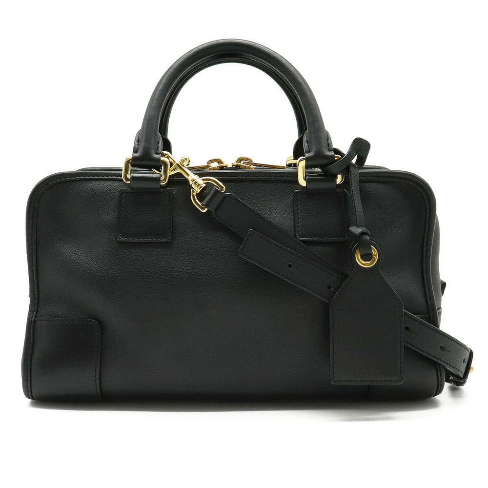 Loewe Amazona Anagram Handbag Boston Shoulder Bag Leather Black